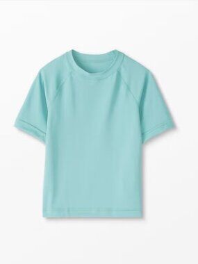 Hanna Andersson Short Sleeve Rash Guard Top Light Blue Aqua Sz 2 2T